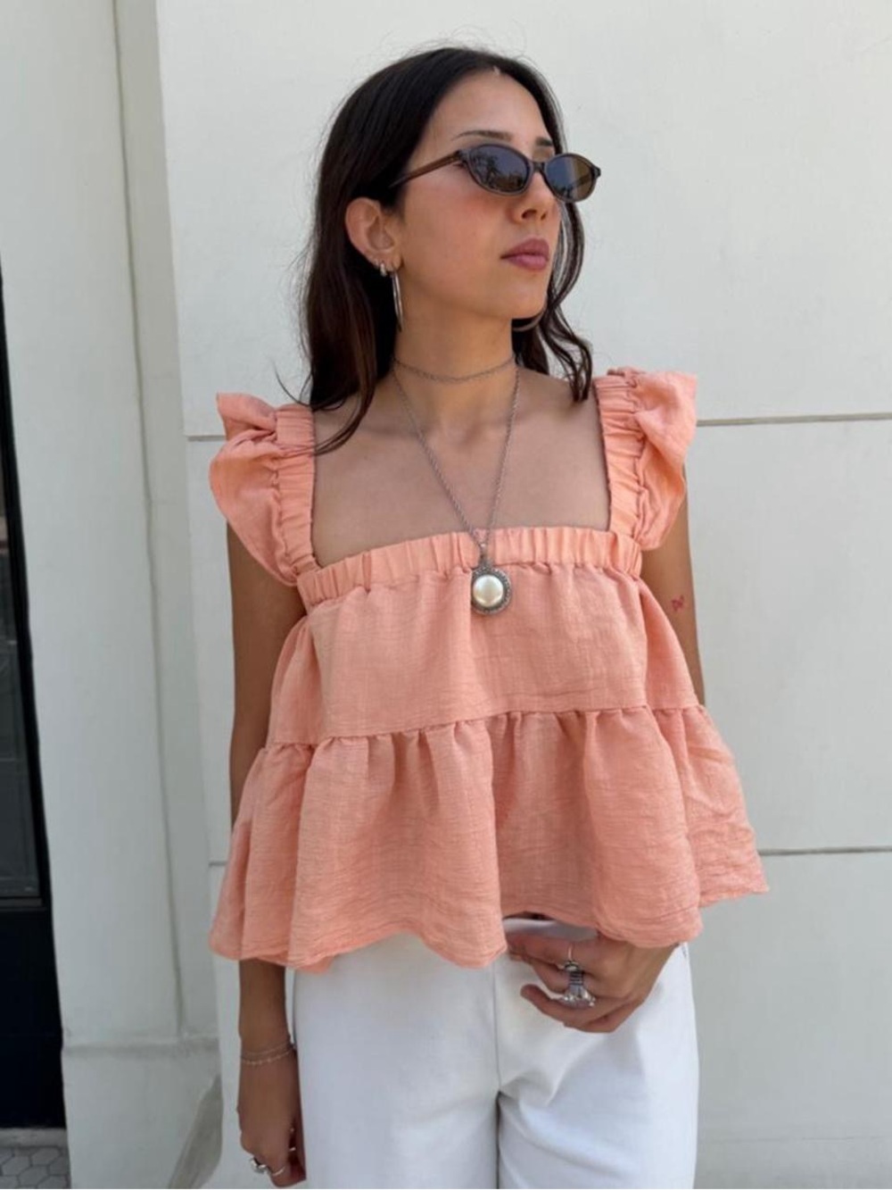 Lulus peachy boho orange ruffle blouse sz S #babydoll #feminine #boho #eurosumme